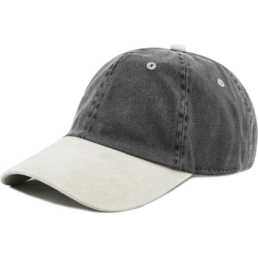 Unisex Black & Putty 100% Cotton Pigment Adjustable Size Baseball Six Panel Cap